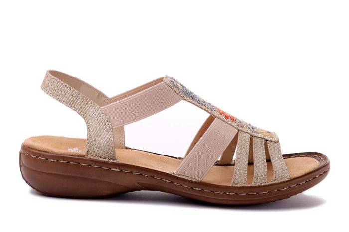 RIEKER 60808-60 beige, sandały damskie
