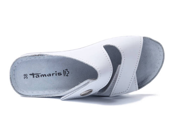 TAMARIS 1-27510-41 117 M2751041 white leather, klapki damskie