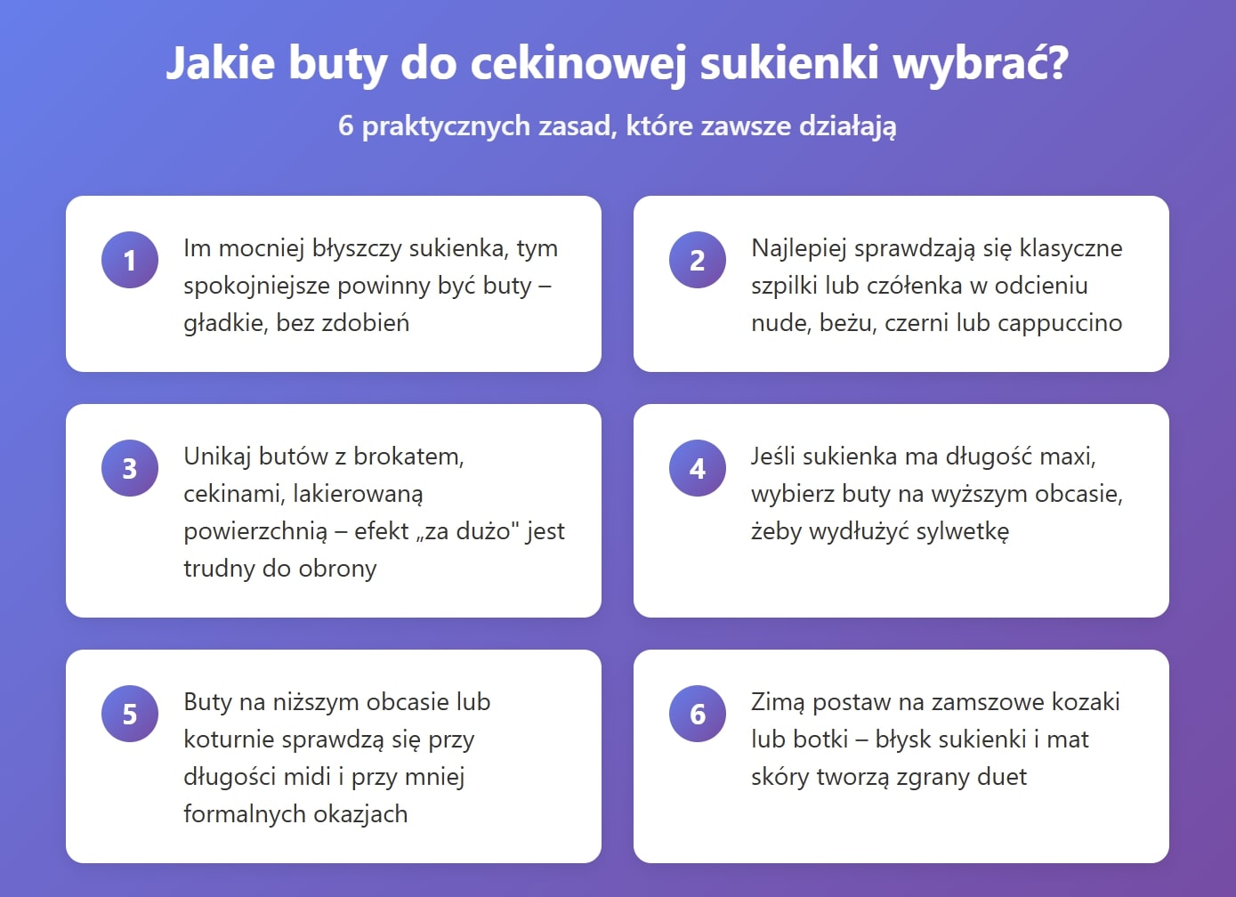 Jakie buty do cekinowej sukienki wybrać? 6 praktycznych zasad, które zawsze działają