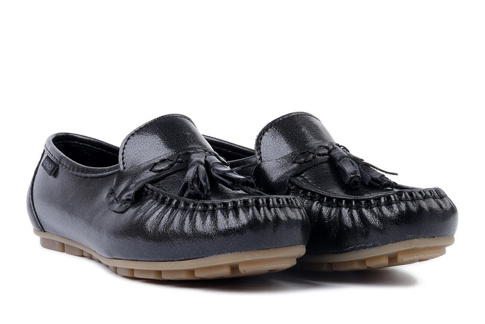 SOLO 018W czarny napl., półbuty damskie