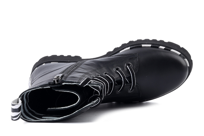 PIAZZA 960112-01 schwarz/zebra, trzewiki damskie