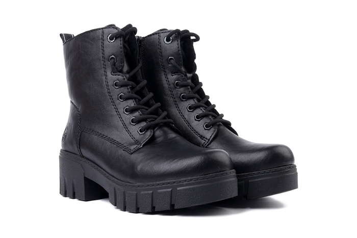RIEKER 74530-00 black, trzewiki damskie