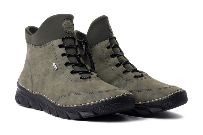 RIEKER 55069-54 green, trzewiki damskie