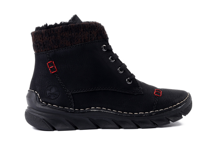 RIEKER 55031-00 black, trzewiki damskie