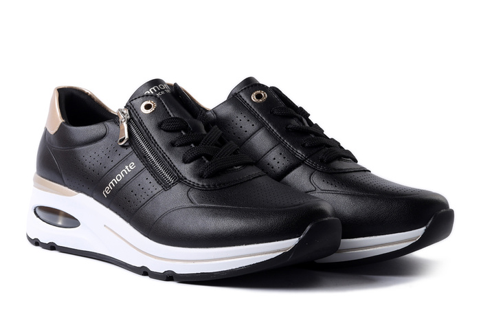 RIEKER REMONTE D2H01-03 black combination, półbuty damskie