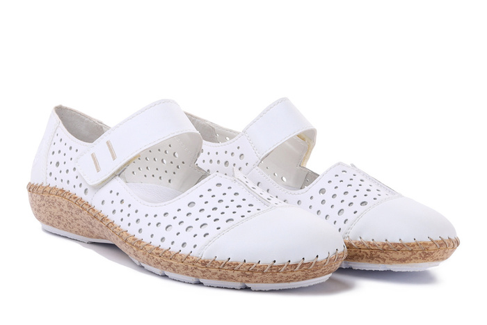 RIEKER 44880-80 white, półbuty letnie damskie