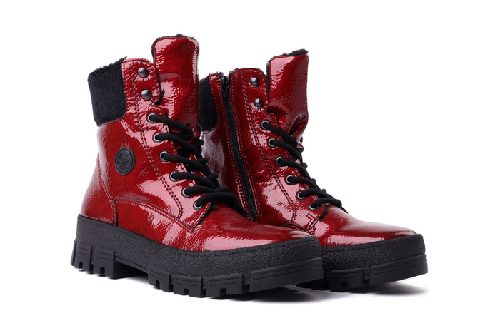 RIEKER Y0220-33 red, trzewiki damskie
