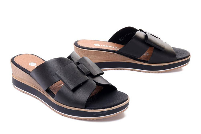 RIEKER REMONTE D6456-00 black, klapki damskie