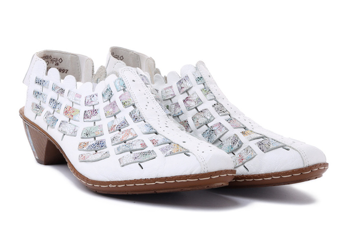 RIEKER 46778-80 white combination, sandały damskie
