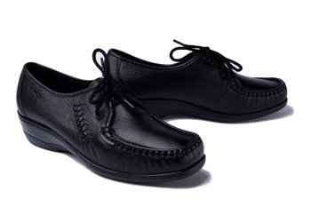 SOLO 065 SZ czarny 2, półbuty mokasyny damskie sznurowane