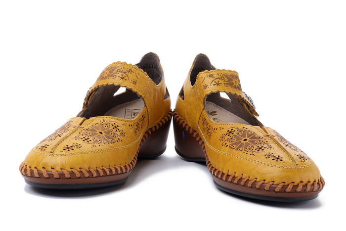 RIEKER N1686-68 yellow, półbuty damskie