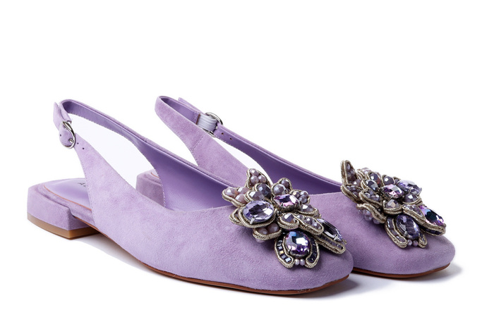 ALMA EN PENA V240391 suede lilac, czółenka damskie