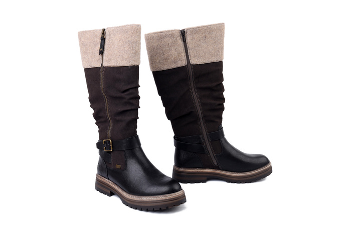 RIEKER TEX 93092-90 black combination, kozaki damskie