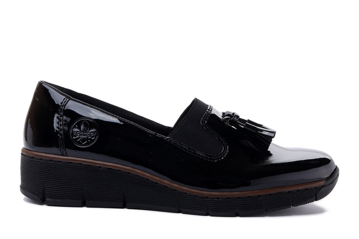 RIEKER 53751-00 black, półbuty/mokasyny damskie