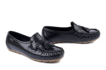 SOLO 018W czarny napl., półbuty damskie