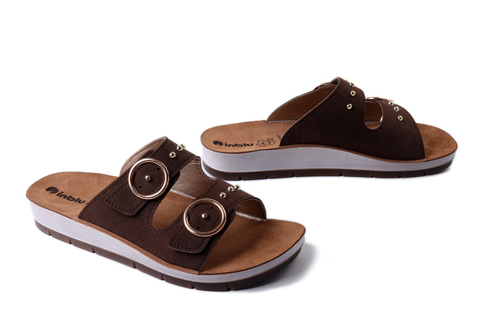 INBLU CP-54 043 ciemny brąz, klapki damskie