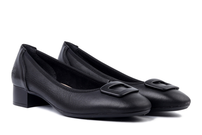 RIEKER 43453-00 black, czółenka damskie