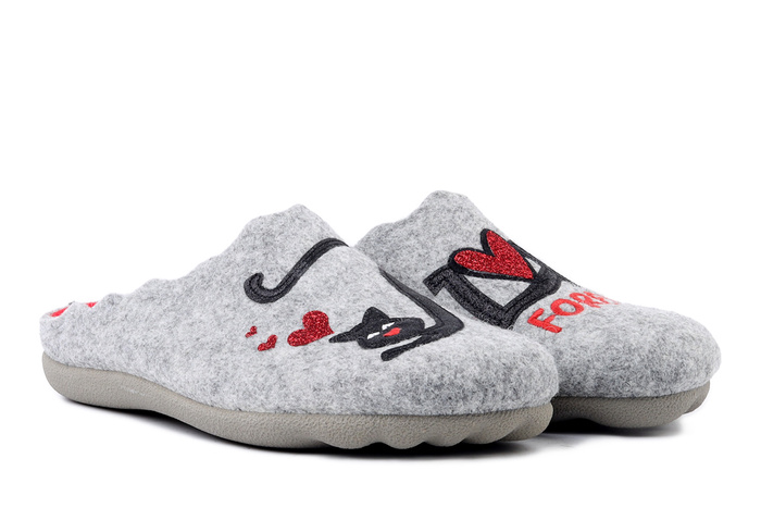 MANITU 320091-91 hellgrau, kapcie damskie