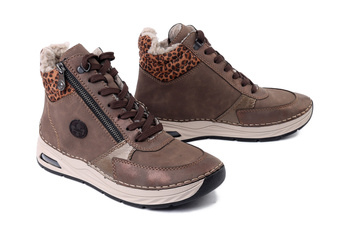 RIEKER 44565-25 brown, trzewiki damskie