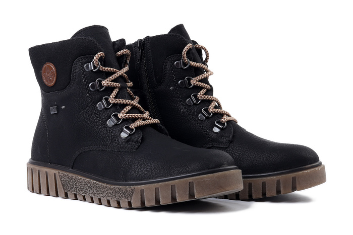 RIEKER TEX Y3433-00 black, trzewiki damskie
