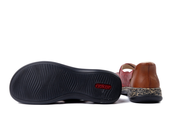 RIEKER 46352-33 red, półbuty letnie damskie