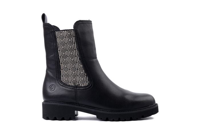 RIEKER REMONTE D8694-03 black combination, botki damskie