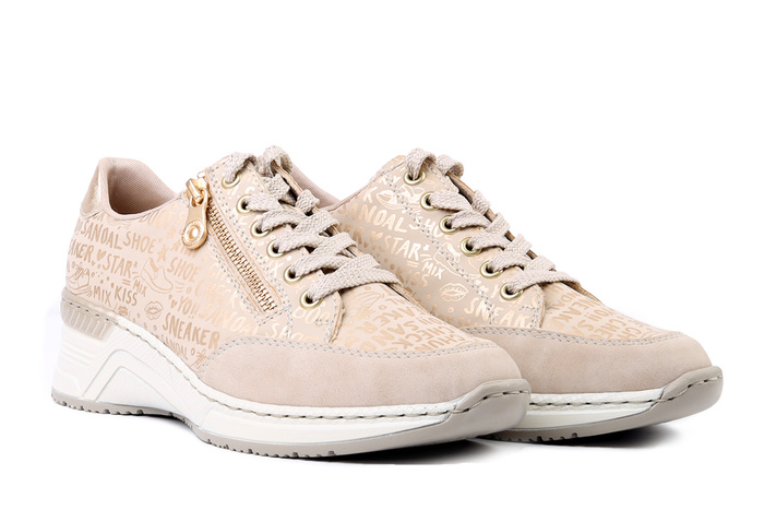 RIEKER N4316-62 beige, półbuty damskie
