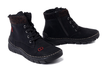 RIEKER 55031-00 black, trzewiki damskie