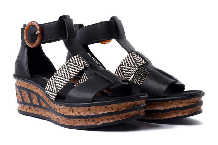 RIEKER 68182-00 black, sandały damskie