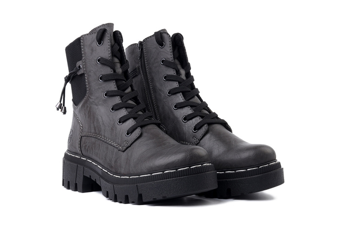 RIEKER 74031-45 grey, trzewiki damskie