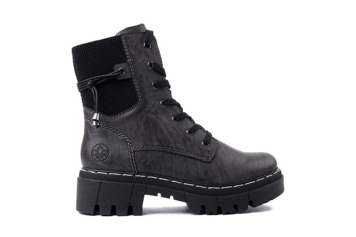 RIEKER 74031-45 grey, trzewiki damskie