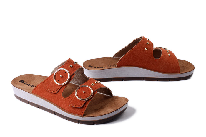 INBLU CP-54 089 rdzawy, klapki damskie