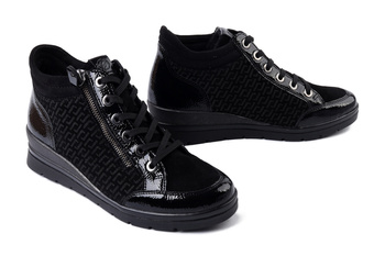 RIEKER REMONTE R0773-05 black combiantion, trzewiki damskie