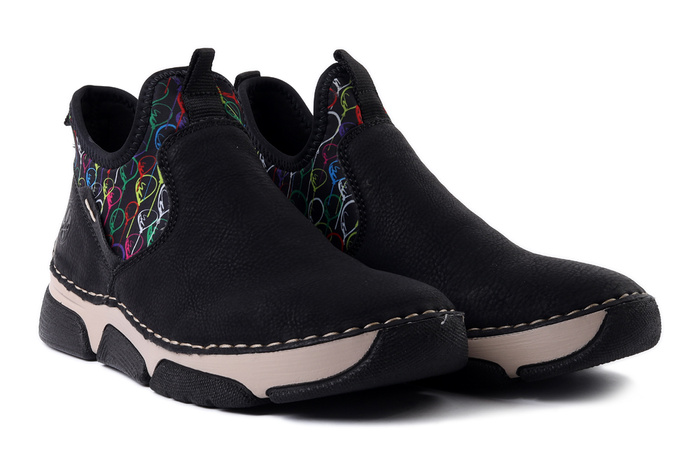 RIEKER 45957-00 black, półbuty damskie