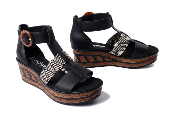 RIEKER 68182-00 black, sandały damskie