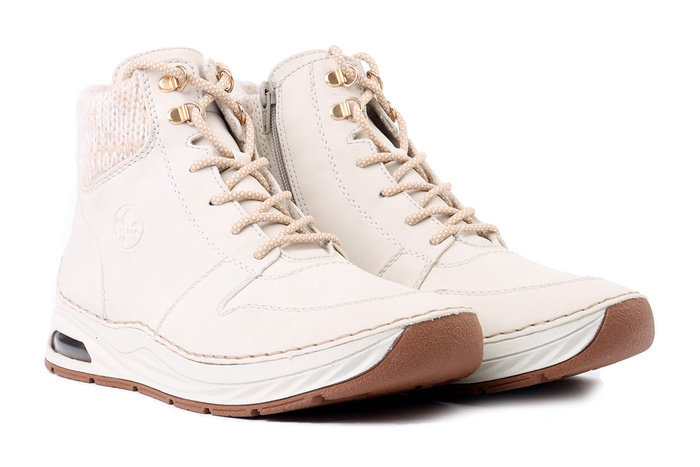 RIEKER 44555-60 beige, trzewiki damskie