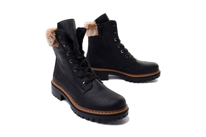 RIEKER 72630-00 black, trzewiki damskie