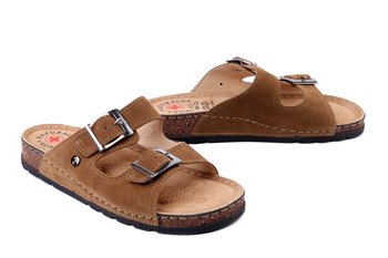 SOLO 171 beż oliwka, klapki damskie