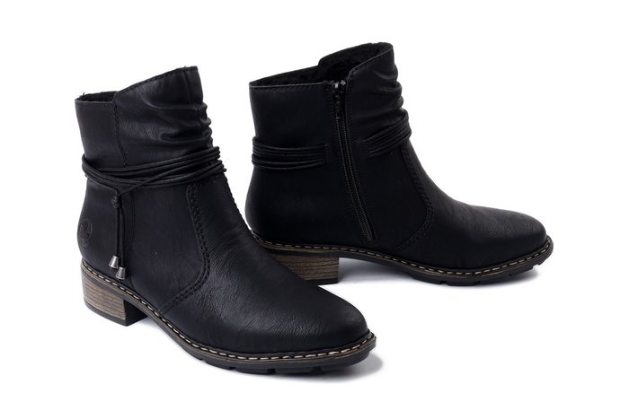 RIEKER 77263-00 black, botki damskie