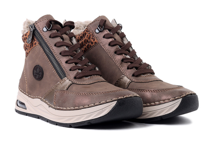RIEKER 44565-25 brown, trzewiki damskie