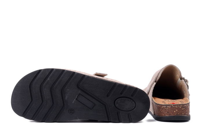 SOLO 168 beż welur, klapki damskie