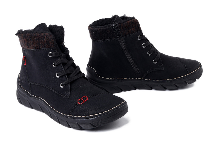 RIEKER 55031-00 black, trzewiki damskie