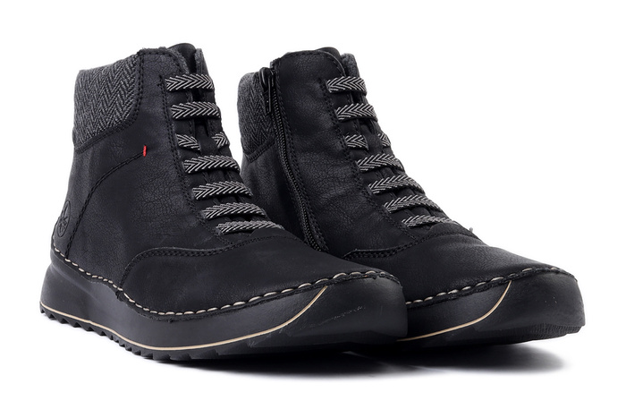 RIEKER 51553-00 black, trzewiki damskie