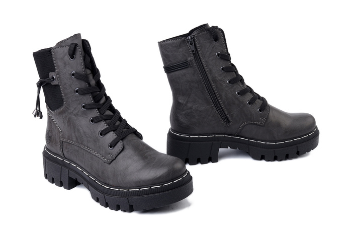 RIEKER 74031-45 grey, trzewiki damskie