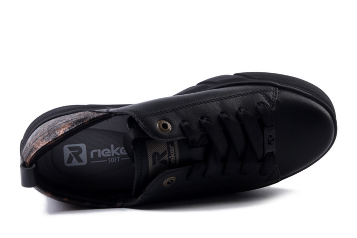 RIEKER W2602-04 black combiantion, półbuty damskie