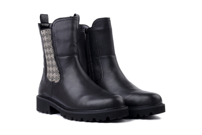 RIEKER REMONTE D8694-03 black combination, botki damskie