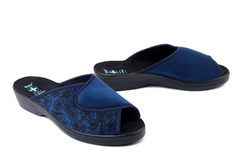 ADANEX 29654 308/1VVD granatowy, kapcie damskie
