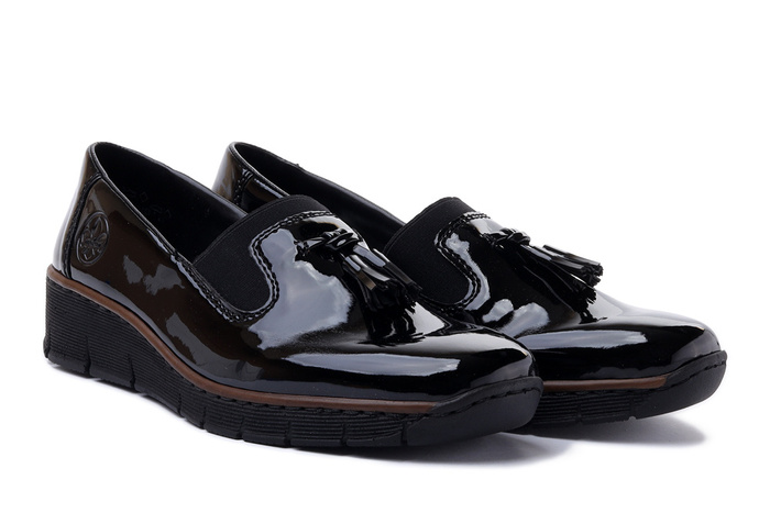 RIEKER 53751-00 black, półbuty/mokasyny damskie