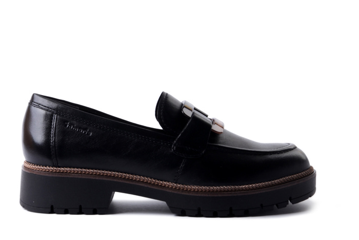 TAMARIS 1-24722-43 003 black leather, półbuty damskie