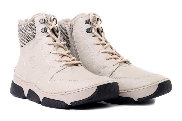RIEKER 45955-60 beige, trzewiki damskie